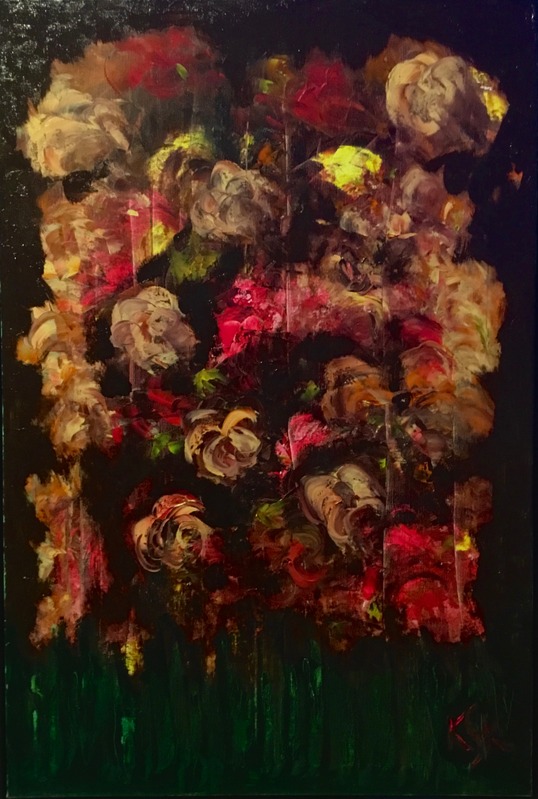 Roses Drowning in Midnight — oil painting by Karin Kepler Springer